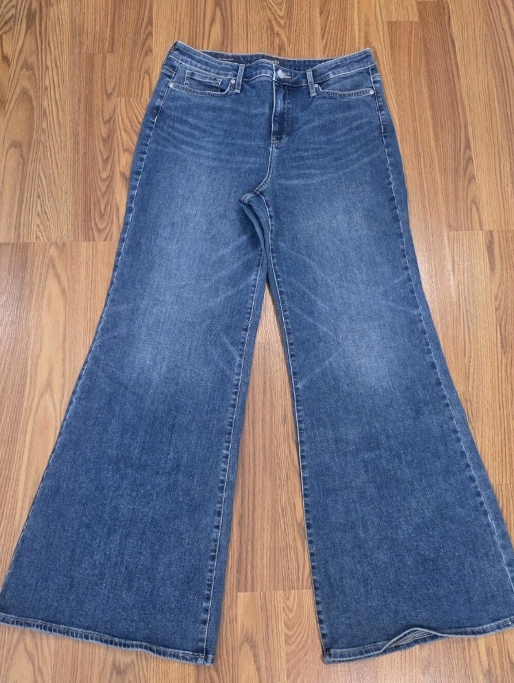 NYDJ Mia Palazzo Jeans Medium Wash Blue High Rise Wide Leg Denim Women's Size 10